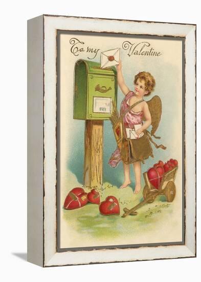 To My Valentine, Cupid Mailing Letter-null-Framed Stretched Canvas