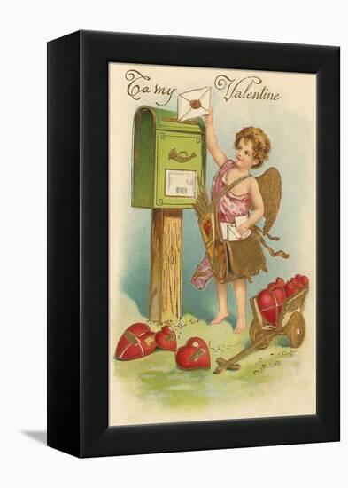 To My Valentine, Cupid Mailing Letter-null-Framed Stretched Canvas