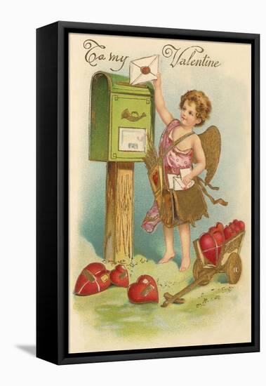 To My Valentine, Cupid Mailing Letter-null-Framed Stretched Canvas