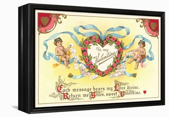 To My Valentine, Cupid Mailmen-null-Framed Stretched Canvas