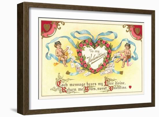 To My Valentine, Cupid Mailmen-null-Framed Art Print