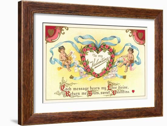 To My Valentine, Cupid Mailmen-null-Framed Art Print