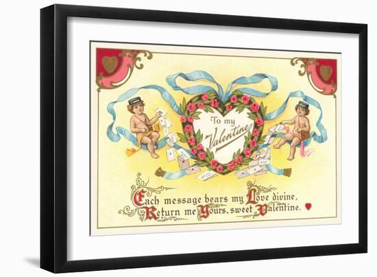 To My Valentine, Cupid Mailmen-null-Framed Art Print