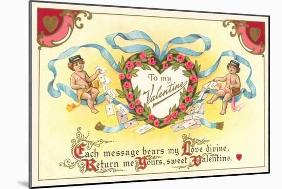 To My Valentine, Cupid Mailmen-null-Mounted Art Print