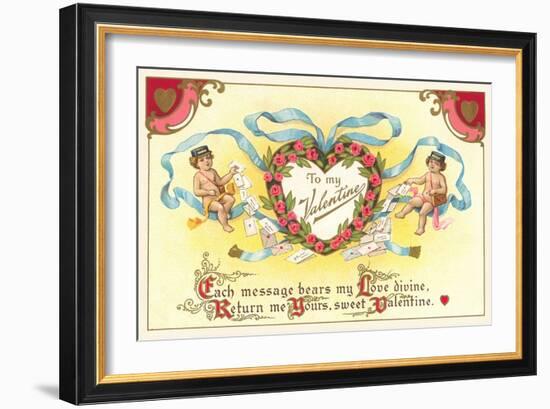 To My Valentine, Cupid Mailmen-null-Framed Art Print