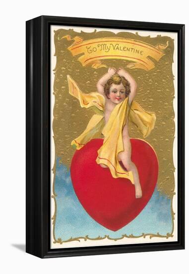 To My Valentine, Cupid on Heart-null-Framed Stretched Canvas