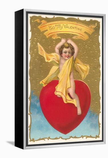 To My Valentine, Cupid on Heart-null-Framed Stretched Canvas