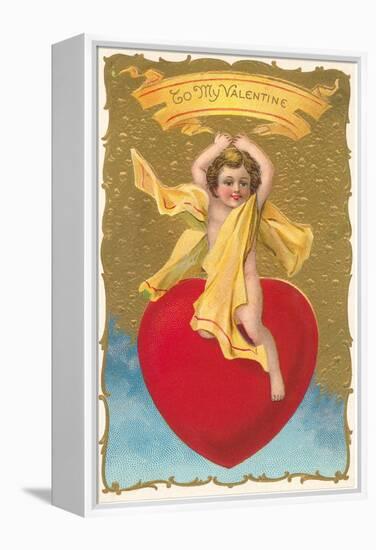 To My Valentine, Cupid on Heart-null-Framed Stretched Canvas