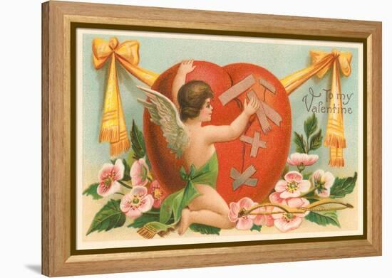 To My Valentine, Cupid Repairing Heart-null-Framed Stretched Canvas