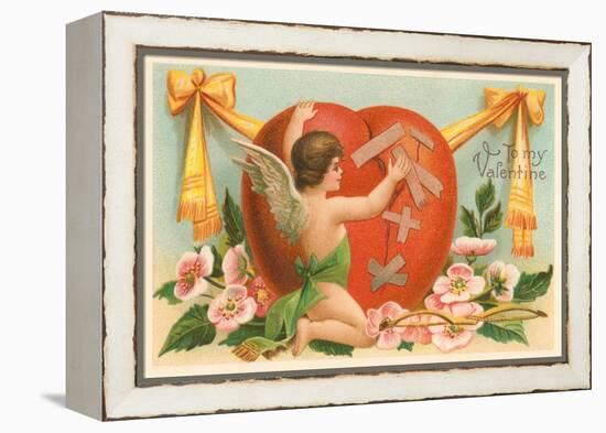 To My Valentine, Cupid Repairing Heart-null-Framed Stretched Canvas