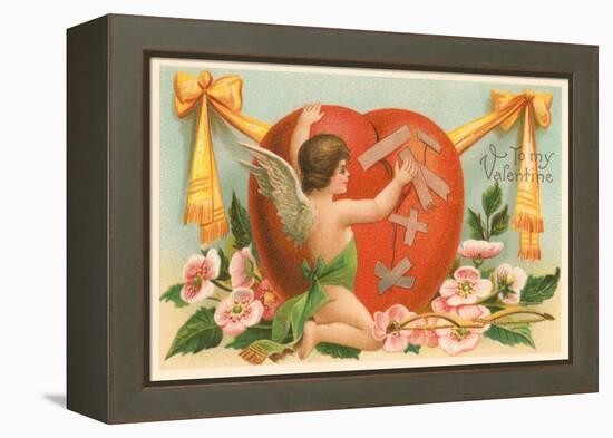 To My Valentine, Cupid Repairing Heart-null-Framed Stretched Canvas