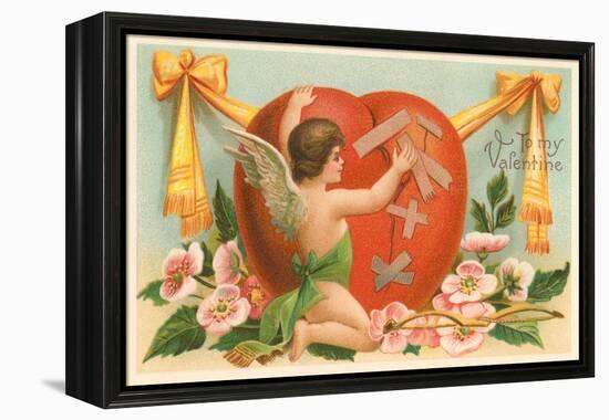 To My Valentine, Cupid Repairing Heart-null-Framed Stretched Canvas