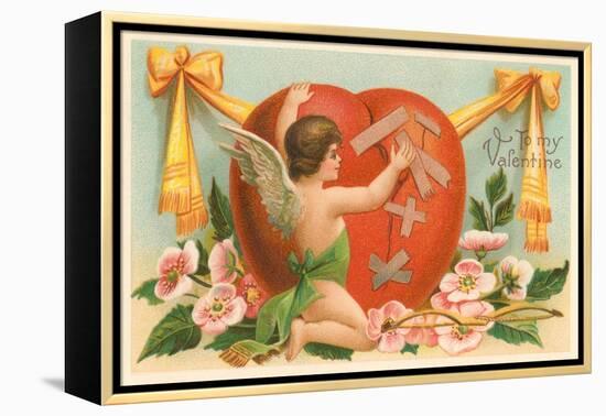 To My Valentine, Cupid Repairing Heart-null-Framed Stretched Canvas