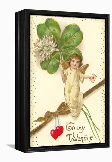 To My Valentine, Cupid with Clover-null-Framed Stretched Canvas