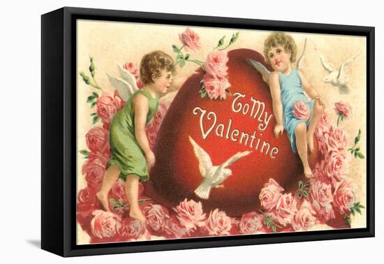 To My Valentine, Cupids and Heart-null-Framed Stretched Canvas