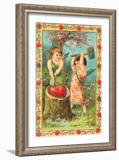 To My Valentine, Cupids Breaking Heart-null-Framed Art Print