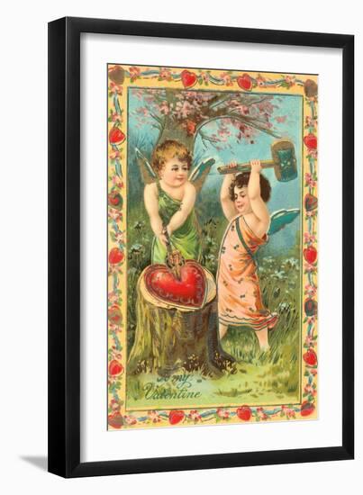 To My Valentine, Cupids Breaking Heart-null-Framed Art Print