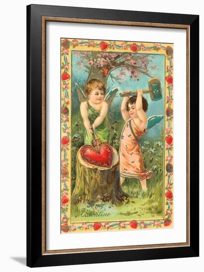 To My Valentine, Cupids Breaking Heart-null-Framed Art Print