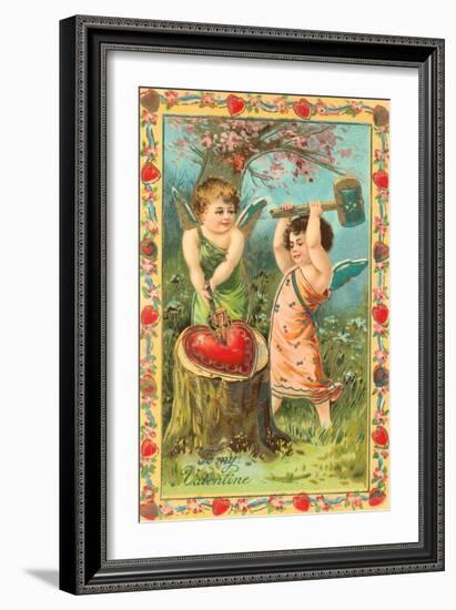 To My Valentine, Cupids Breaking Heart-null-Framed Art Print