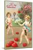 To My Valentine, Cupids Playing Tennis-null-Mounted Art Print