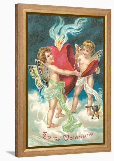 To My Valentine, Cupids Repairing Heart-null-Framed Stretched Canvas