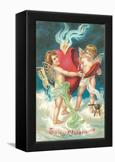 To My Valentine, Cupids Repairing Heart-null-Framed Stretched Canvas