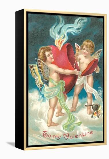 To My Valentine, Cupids Repairing Heart-null-Framed Stretched Canvas