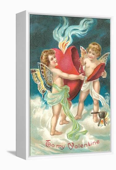 To My Valentine, Cupids Repairing Heart-null-Framed Stretched Canvas