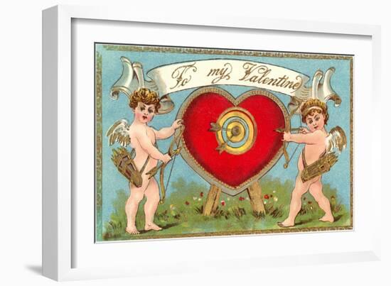 To My Valentine, Cupids with Heart Target-null-Framed Art Print