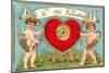 To My Valentine, Cupids with Heart Target-null-Mounted Art Print