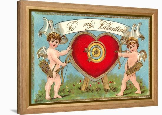 To My Valentine, Cupids with Heart Target-null-Framed Stretched Canvas