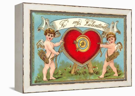 To My Valentine, Cupids with Heart Target-null-Framed Stretched Canvas