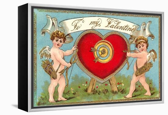 To My Valentine, Cupids with Heart Target-null-Framed Stretched Canvas