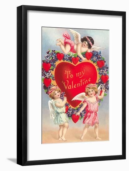 To My Valentine, Cupids with Heart-null-Framed Art Print