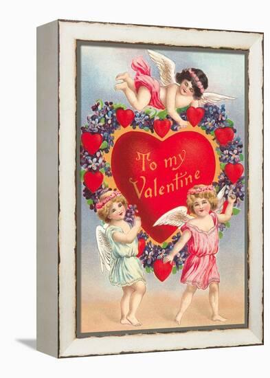 To My Valentine, Cupids with Heart-null-Framed Stretched Canvas