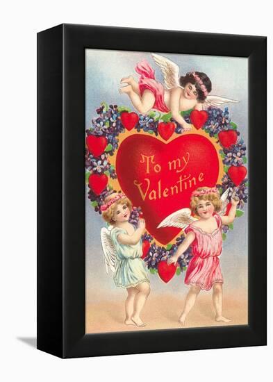 To My Valentine, Cupids with Heart-null-Framed Stretched Canvas