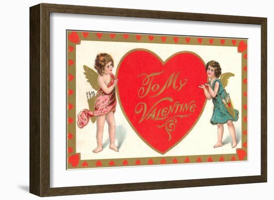 To My Valentine, Cupids with Heart-null-Framed Art Print