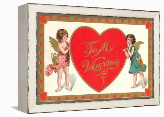 To My Valentine, Cupids with Heart-null-Framed Stretched Canvas