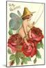 To My Valentine, Fishing Cupid in Roses-null-Mounted Art Print