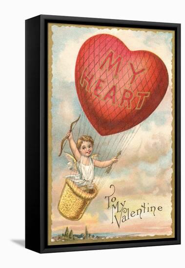 To My Valentine, Heart Balloon and Cupid-null-Framed Stretched Canvas