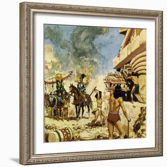 To Protect Themselves from the Defenders, the Spaniards Destroyed the Buildings as They Took Them-Alberto Salinas-Framed Giclee Print