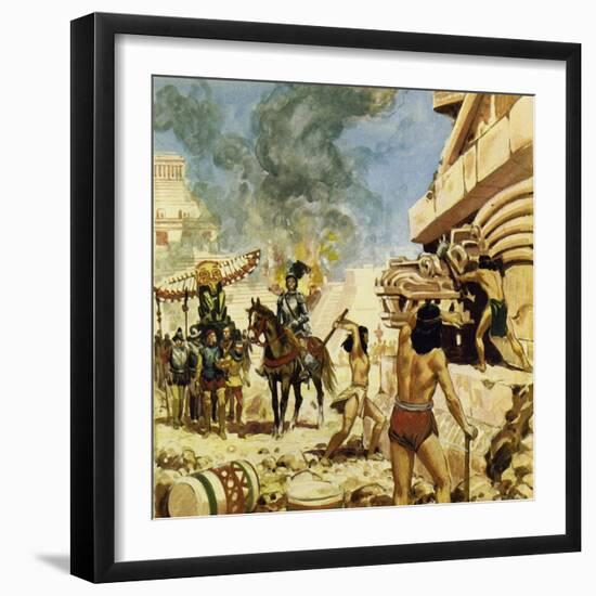 To Protect Themselves from the Defenders, the Spaniards Destroyed the Buildings as They Took Them-Alberto Salinas-Framed Giclee Print