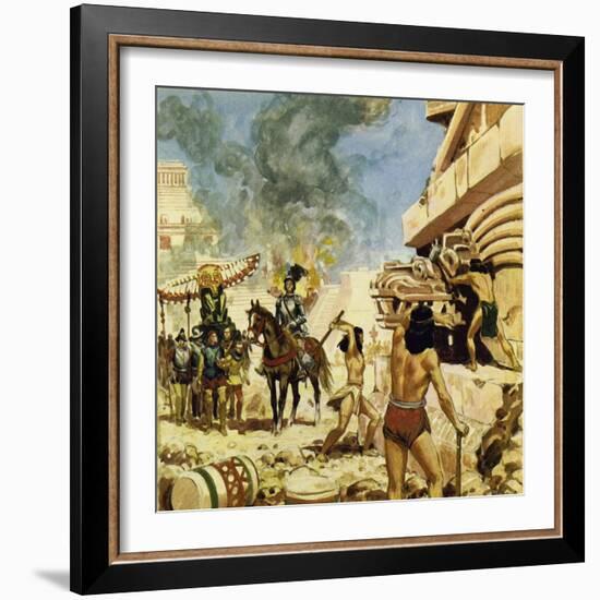 To Protect Themselves from the Defenders, the Spaniards Destroyed the Buildings as They Took Them-Alberto Salinas-Framed Giclee Print