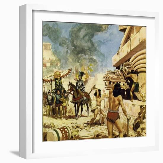 To Protect Themselves from the Defenders, the Spaniards Destroyed the Buildings as They Took Them-Alberto Salinas-Framed Giclee Print