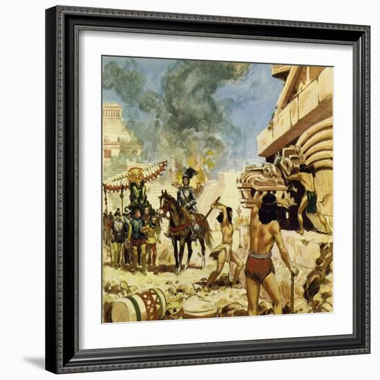 To Protect Themselves from the Defenders, the Spaniards Destroyed the Buildings as They Took Them-Alberto Salinas-Framed Giclee Print