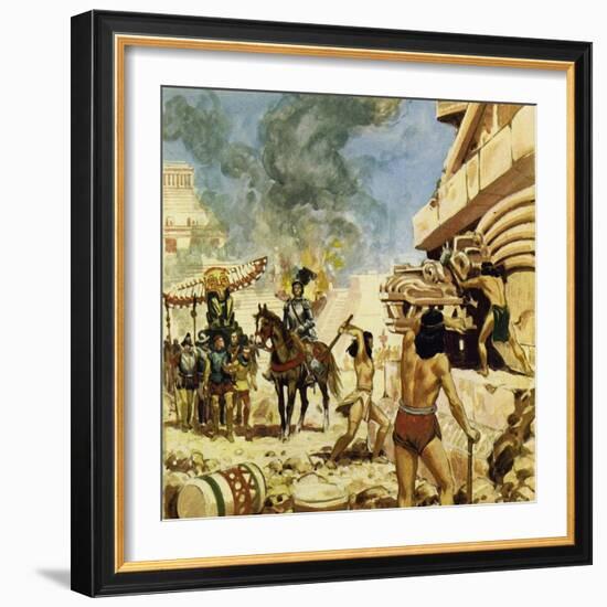 To Protect Themselves from the Defenders, the Spaniards Destroyed the Buildings as They Took Them-Alberto Salinas-Framed Giclee Print