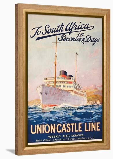 To South Africa in Seventeen Days; an Advertising Poster for Union Castle Line-Maurice Randall-Framed Premier Image Canvas