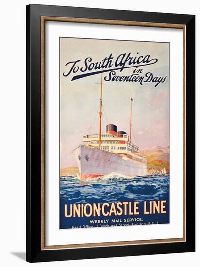 To South Africa in Seventeen Days', an Advertising Poster for Union Castle Line-Maurice Randall-Framed Giclee Print