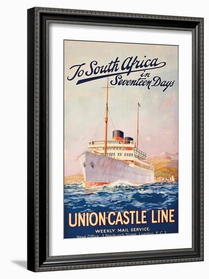 To South Africa in Seventeen Days', an Advertising Poster for Union Castle Line-Maurice Randall-Framed Giclee Print