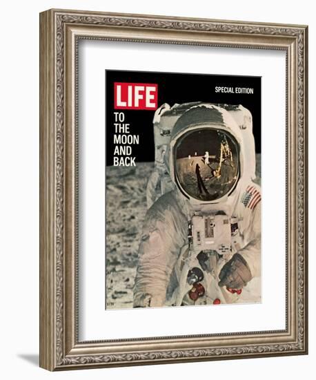 To the Moon and Back, Reflections on Astronauts Facemask, August 11, 1969-null-Framed Photographic Print